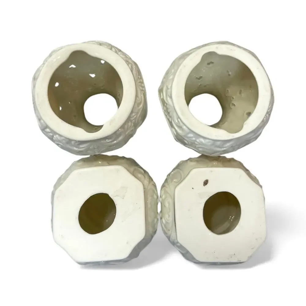Set of 2 Vintage Pierced Porcelain Oil / Wax Warmers | Ivory Ceramic Diffusers